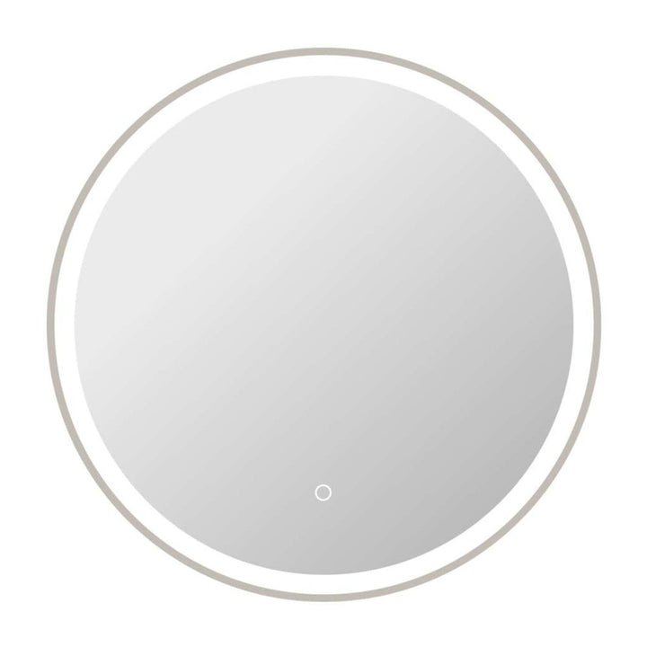 Framed LED Round Mirror in Silver by Elegant