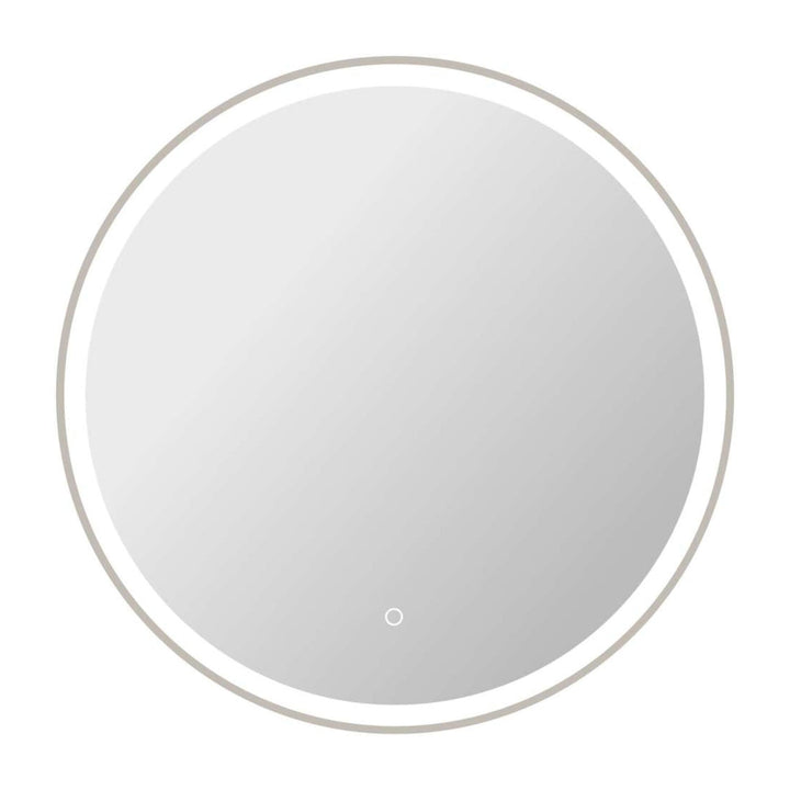 Framed LED Round Mirror in Silver by Elegant