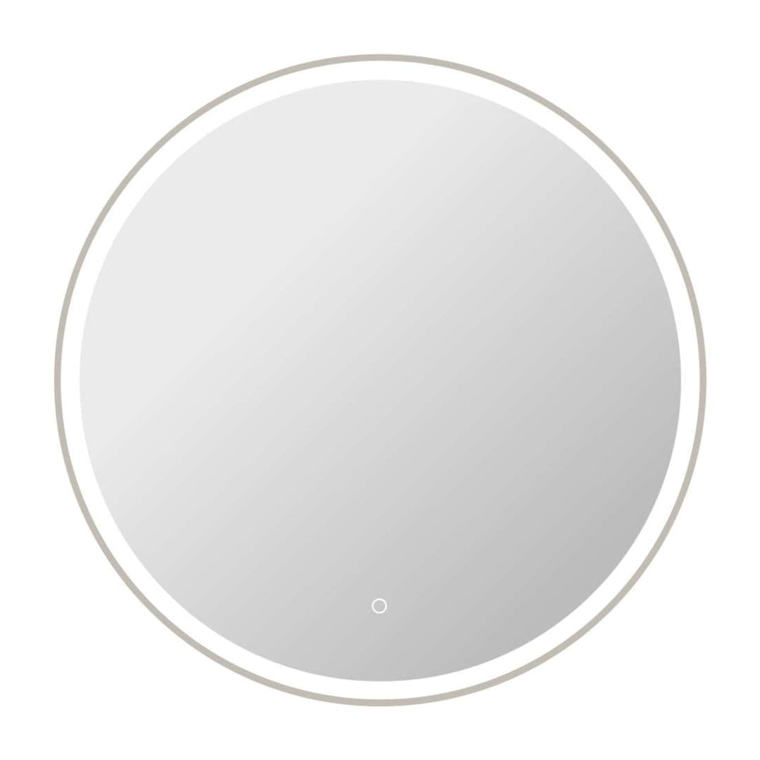 Framed LED Round Mirror in Silver by Elegant