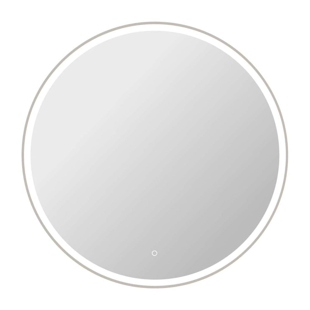 Framed LED Round Mirror in Silver by Elegant
