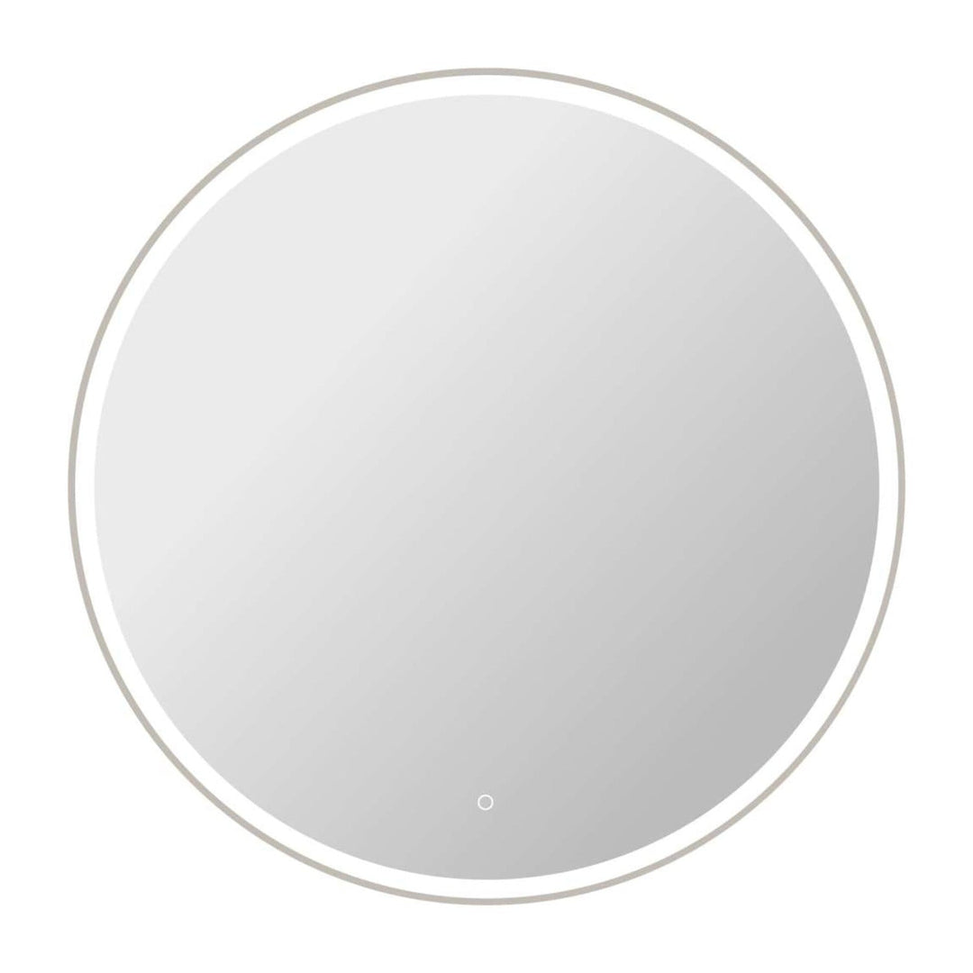 Framed LED Round Mirror in Silver by Elegant