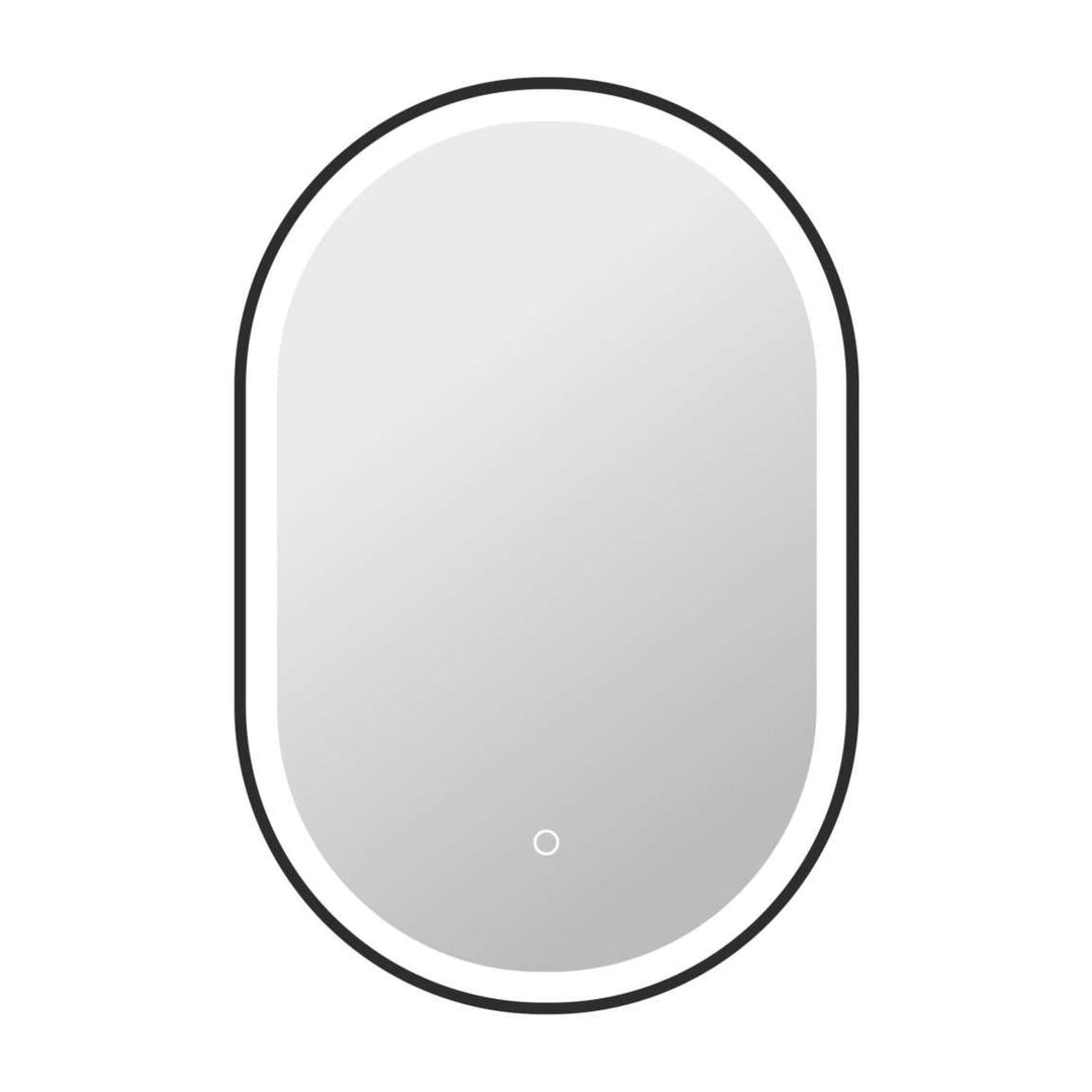 Framed LED Oval Mirror in Black by Elegant