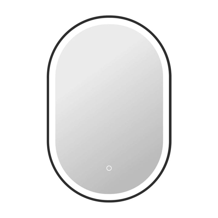 Framed LED Oval Mirror in Black by Elegant