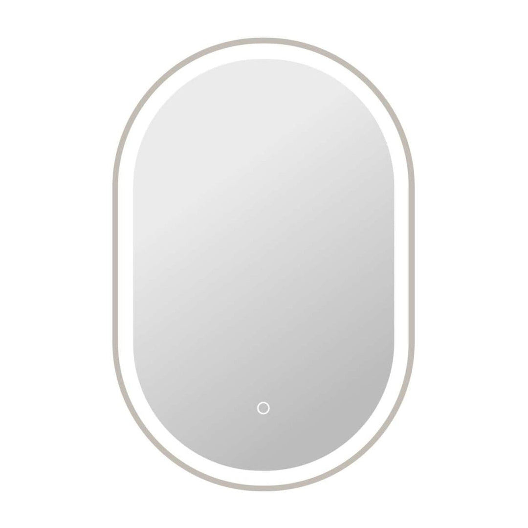 Framed LED Oval Mirror in Silver by Elegant