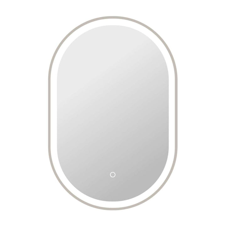 Framed LED Oval Mirror in Silver by Elegant