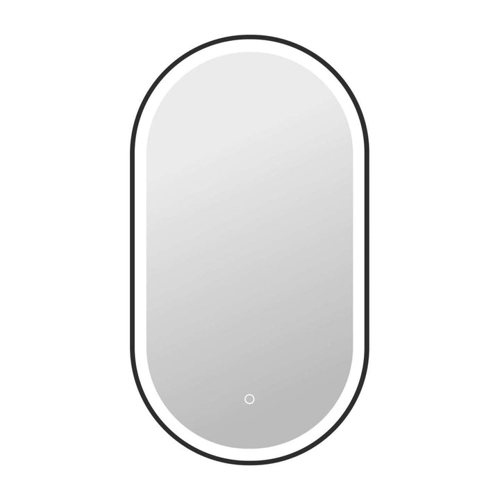 Framed LED Oval Mirror in Black by Elegant