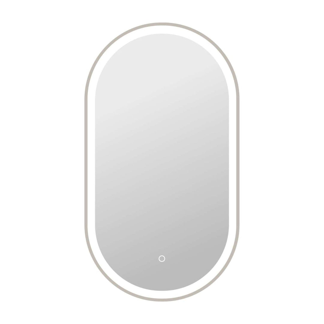 Framed LED Oval Mirror in Silver by Elegant