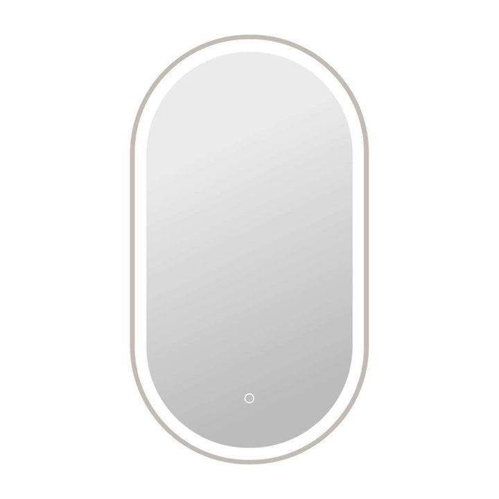 Framed LED Oval Mirror in Silver by Elegant