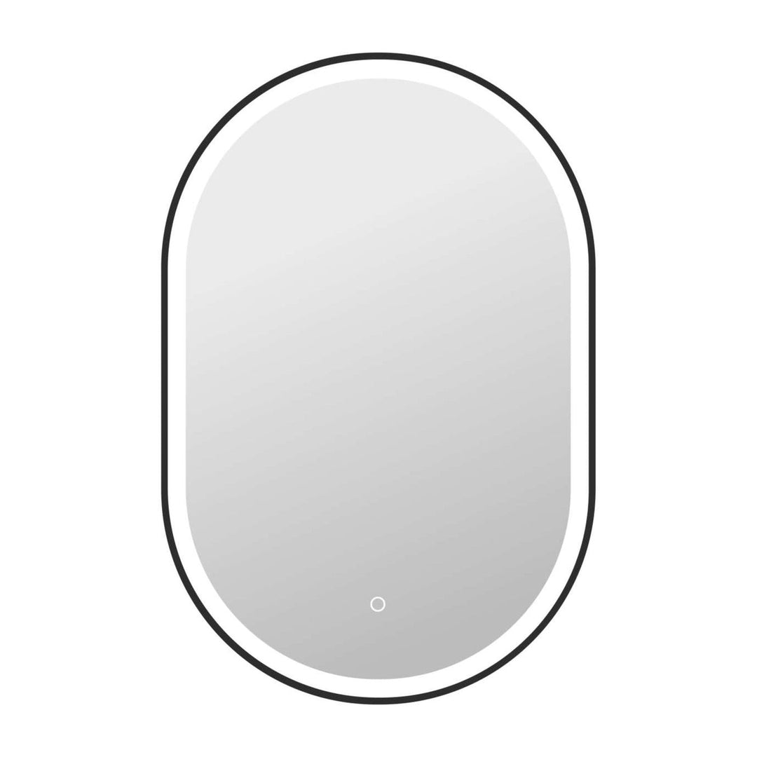 Framed LED Oval Mirror in Black by Elegant