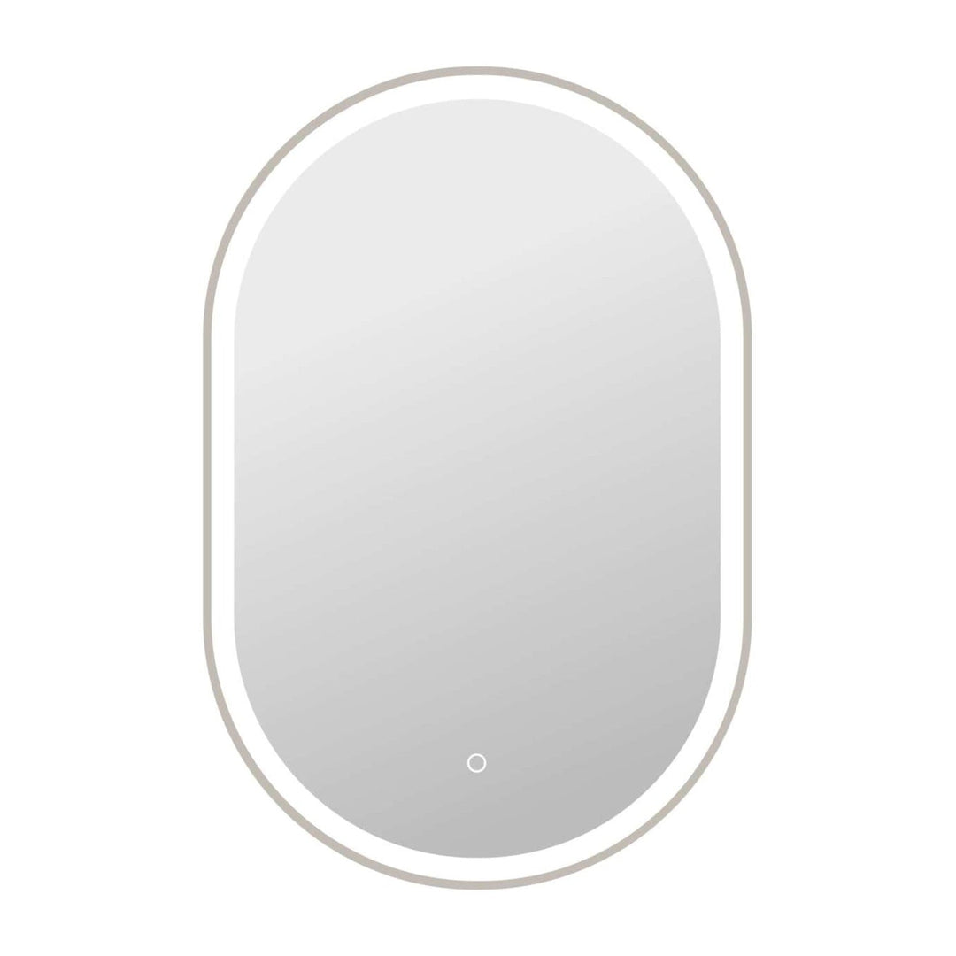Framed LED Oval Mirror in Silver by Elegant