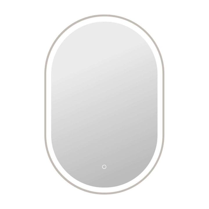 Framed LED Oval Mirror in Silver by Elegant