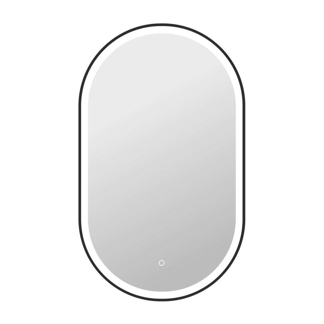 Framed LED Oval Mirror in Black by Elegant