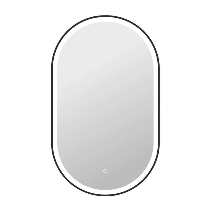 Framed LED Oval Mirror in Black by Elegant