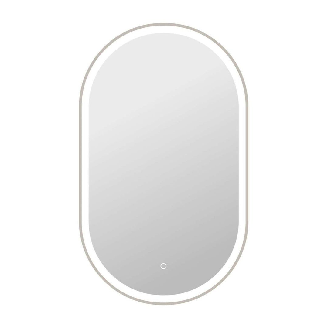 Framed LED Oval Mirror in Silver by Elegant