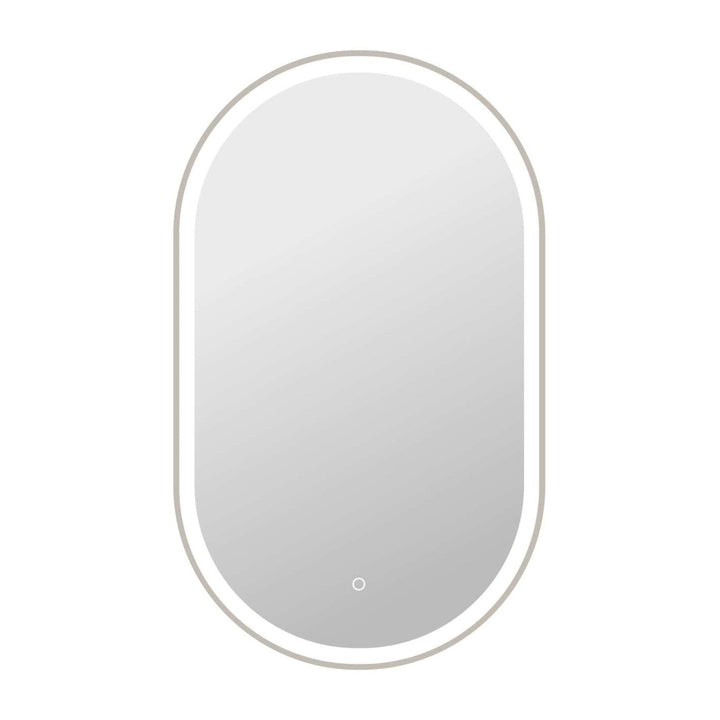 Framed LED Oval Mirror in Silver by Elegant