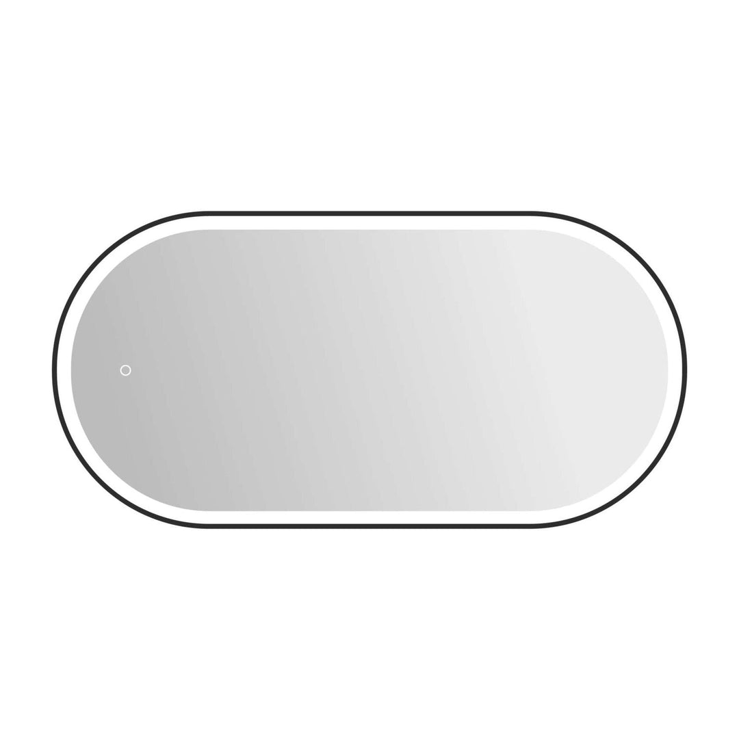 Framed LED Oval Mirror in Black by Elegant