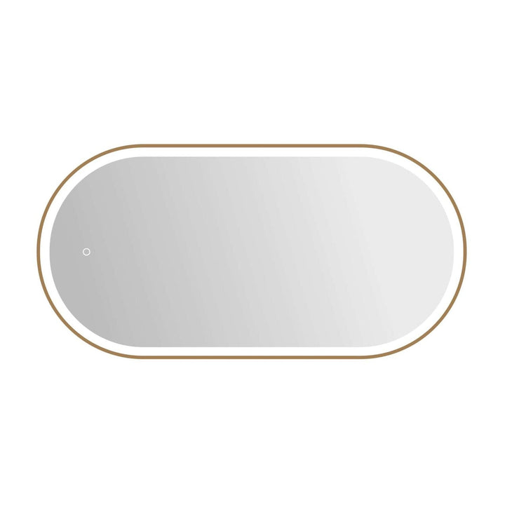 Framed LED Oval Mirror in Satin Gold by Elegant