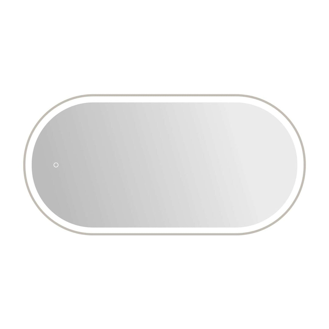 Framed LED Oval Mirror in Silver by Elegant