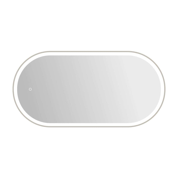 Framed LED Oval Mirror in Silver by Elegant