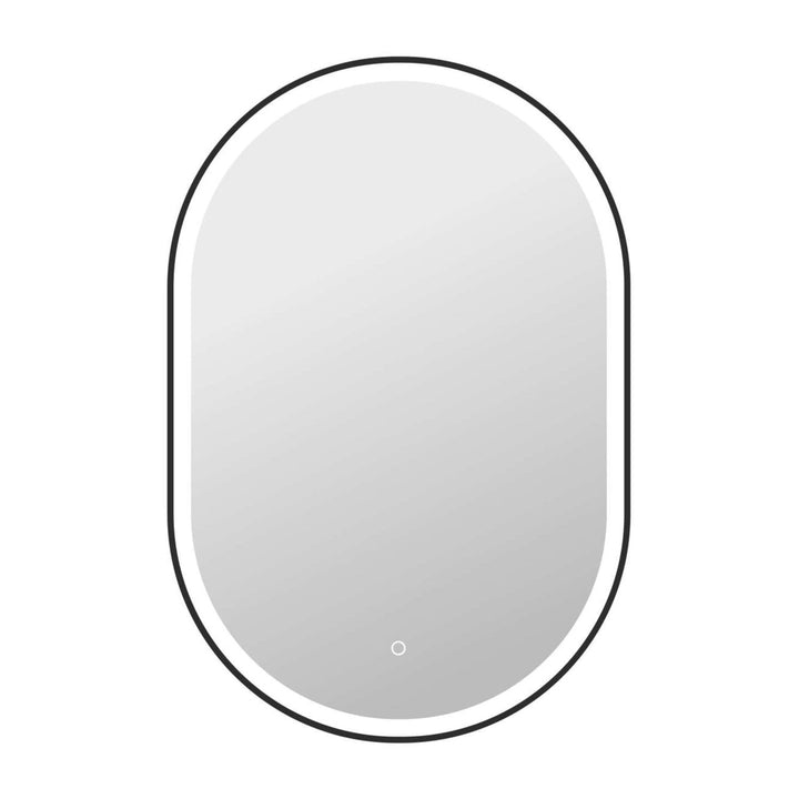 Framed LED Oval Mirror in Black by Elegant
