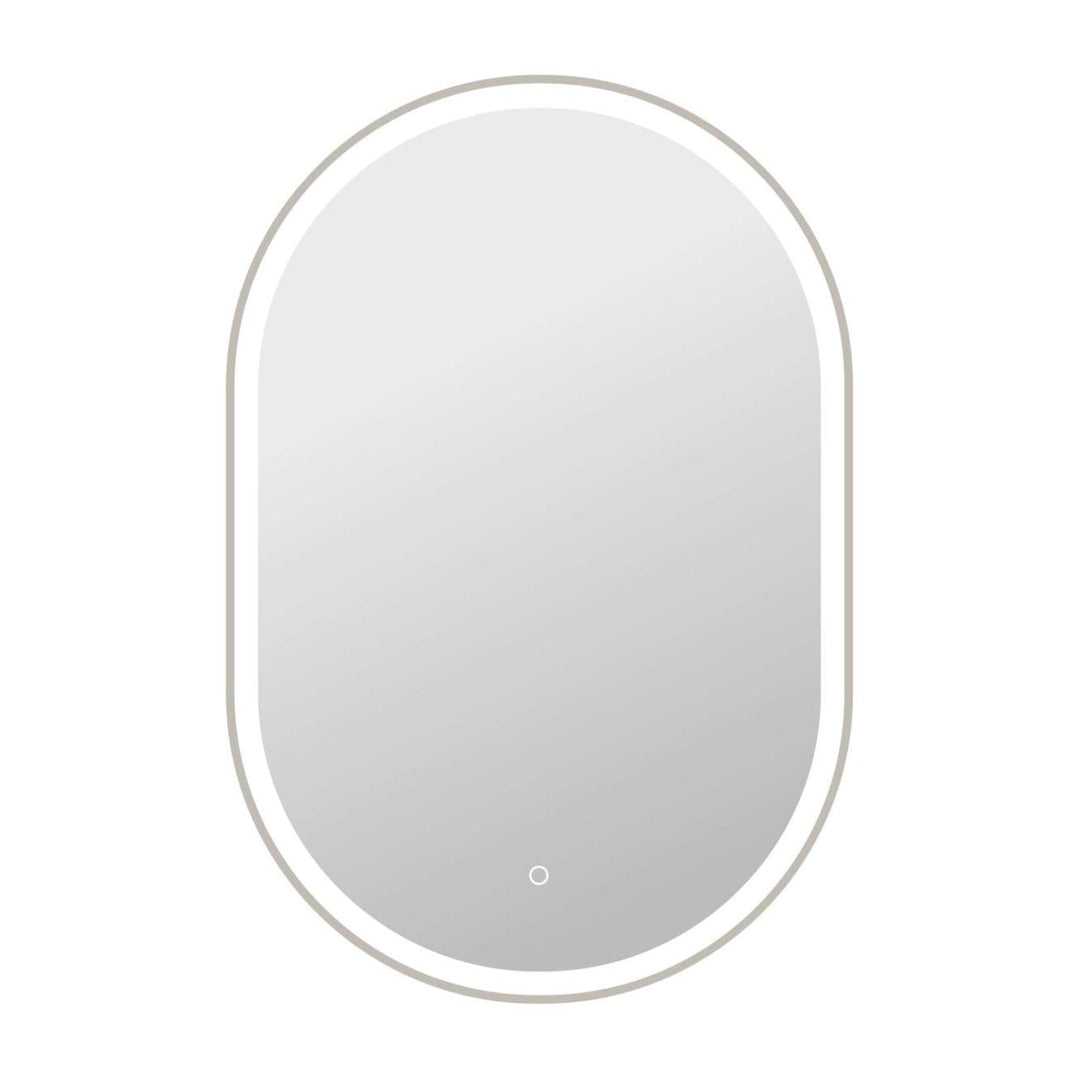Framed LED Oval Mirror in Silver by Elegant
