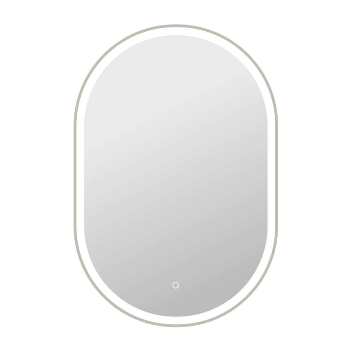 Framed LED Oval Mirror in Silver by Elegant