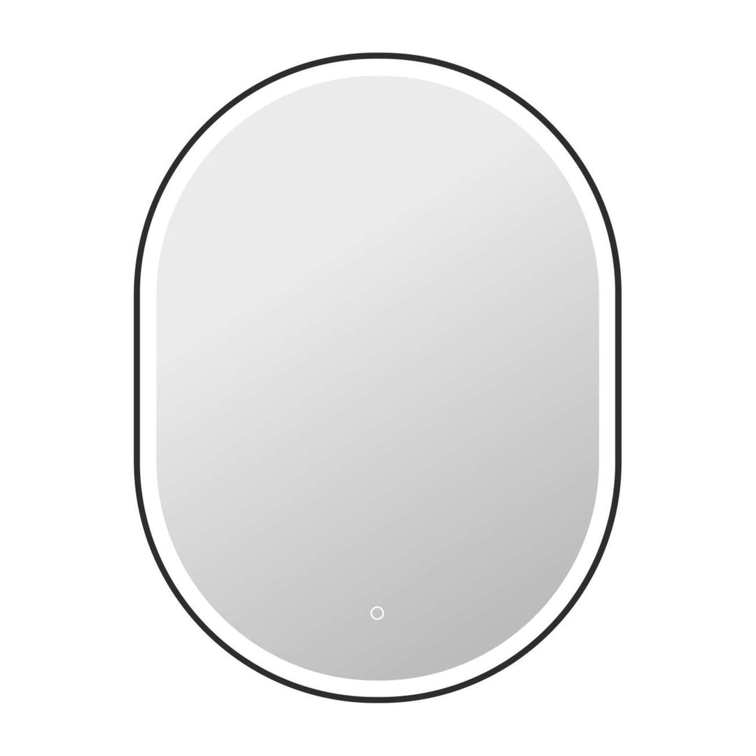 Framed LED Oval Mirror in Black by Elegant