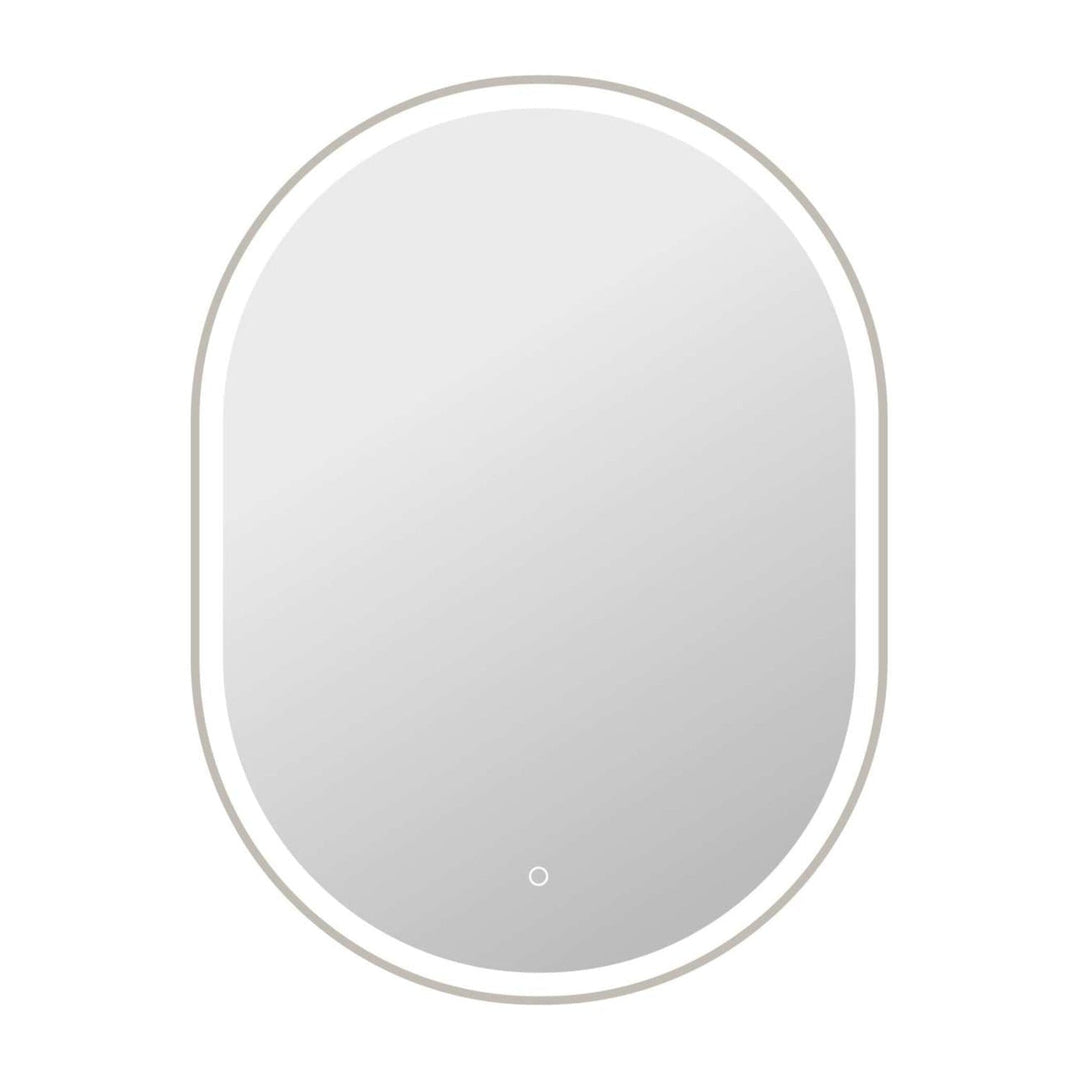 Framed LED Oval Mirror in Silver by Elegant