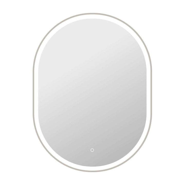 Framed LED Oval Mirror in Silver by Elegant
