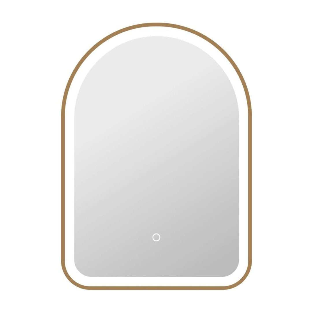 Framed LED Arch Mirror in Satin Gold by Elegant