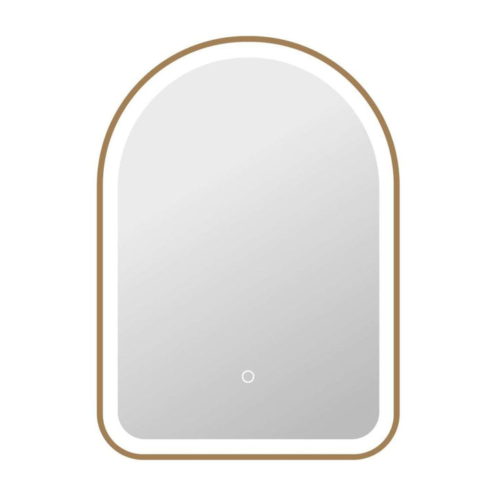 Framed LED Arch Mirror in Satin Gold by Elegant