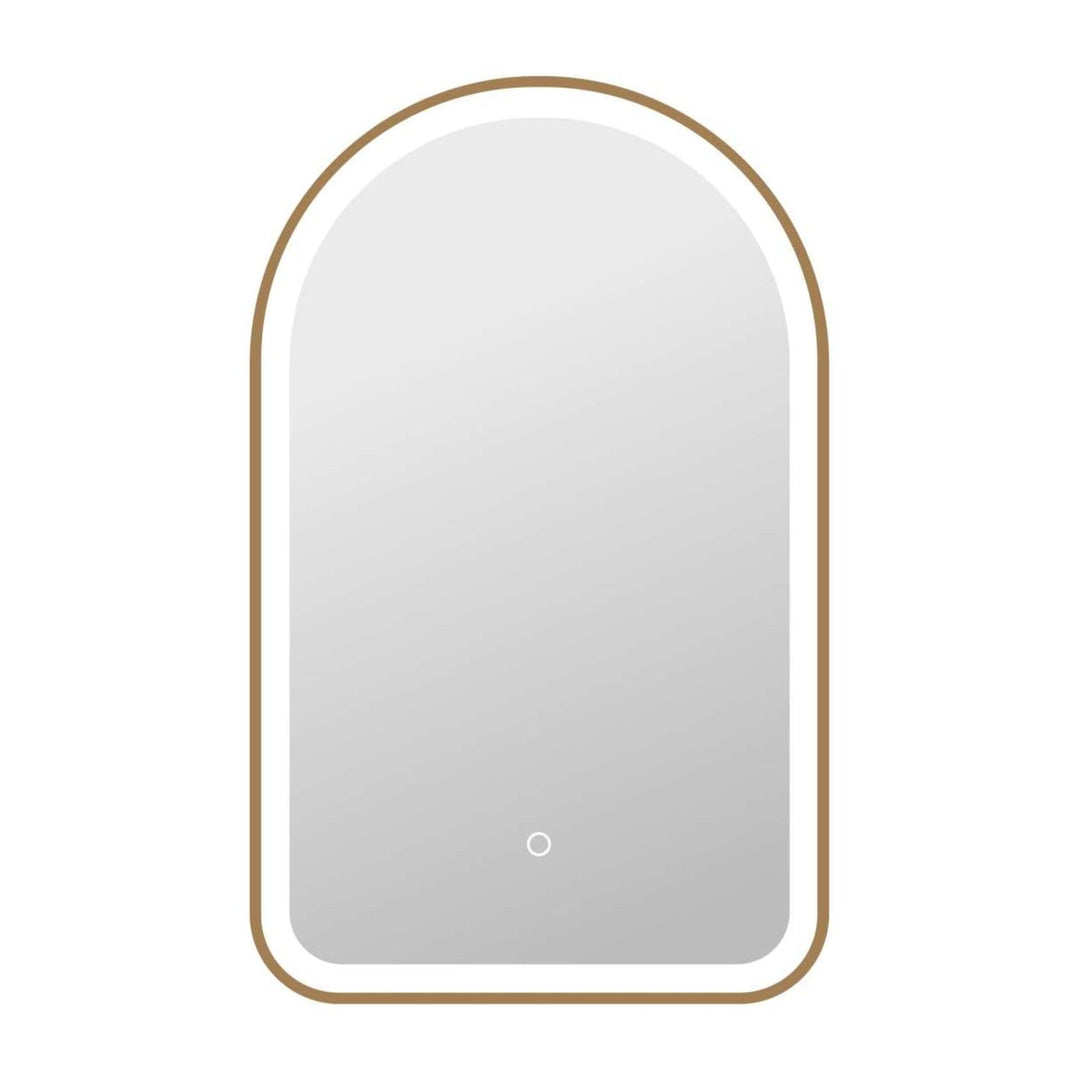 Framed LED Arch Mirror in Satin Gold by Elegant