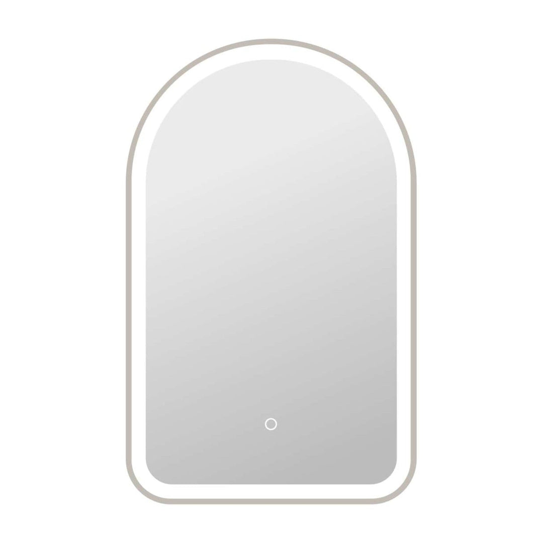 Framed LED Arch Mirror in Silver by Elegant