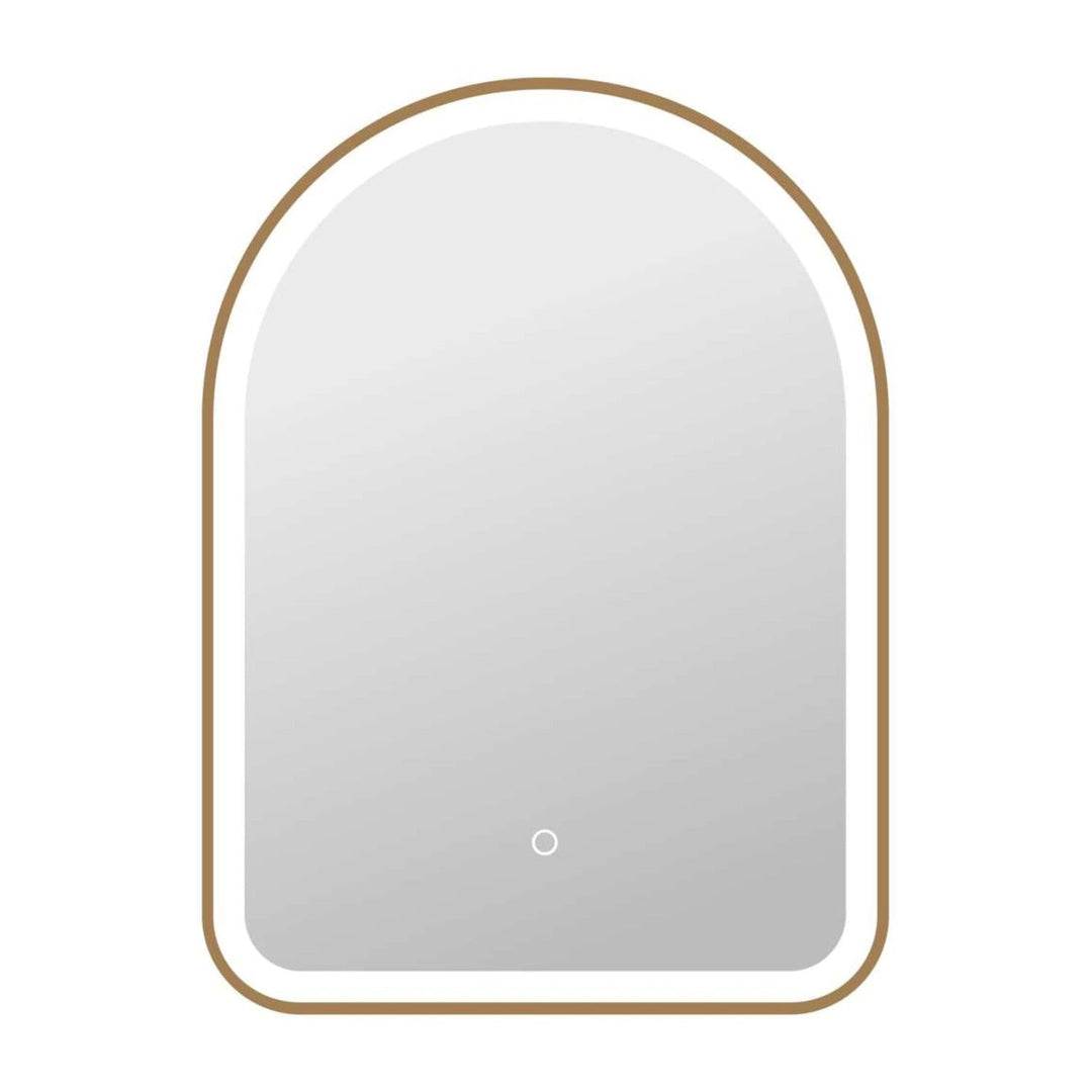 Framed LED Arch Mirror in Satin Gold by Elegant