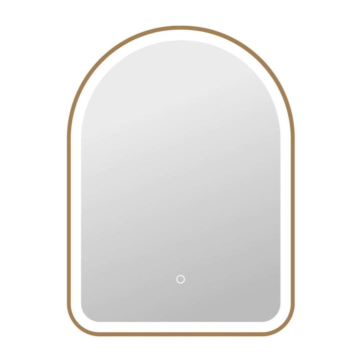 Framed LED Arch Mirror in Satin Gold by Elegant