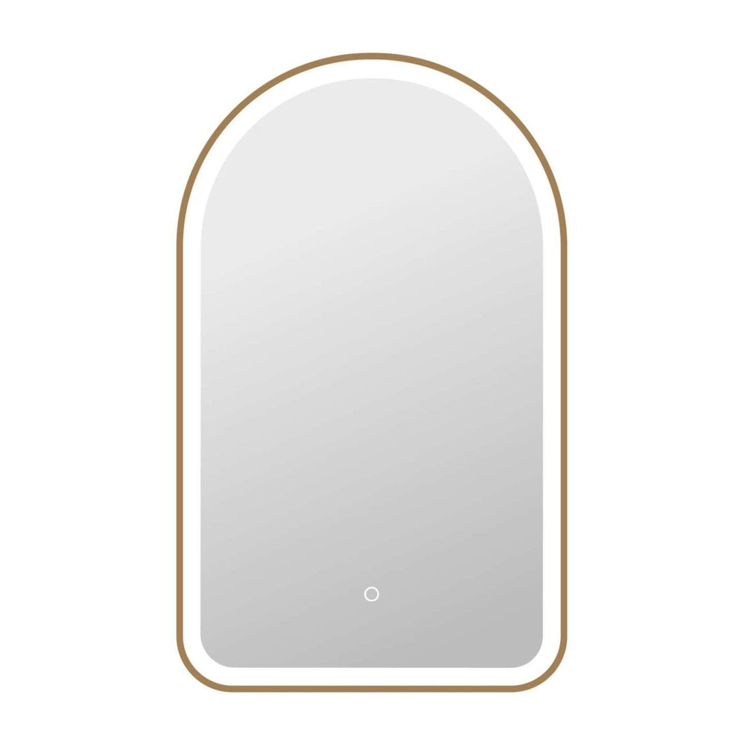 Framed LED Arch Mirror in Satin Gold by Elegant
