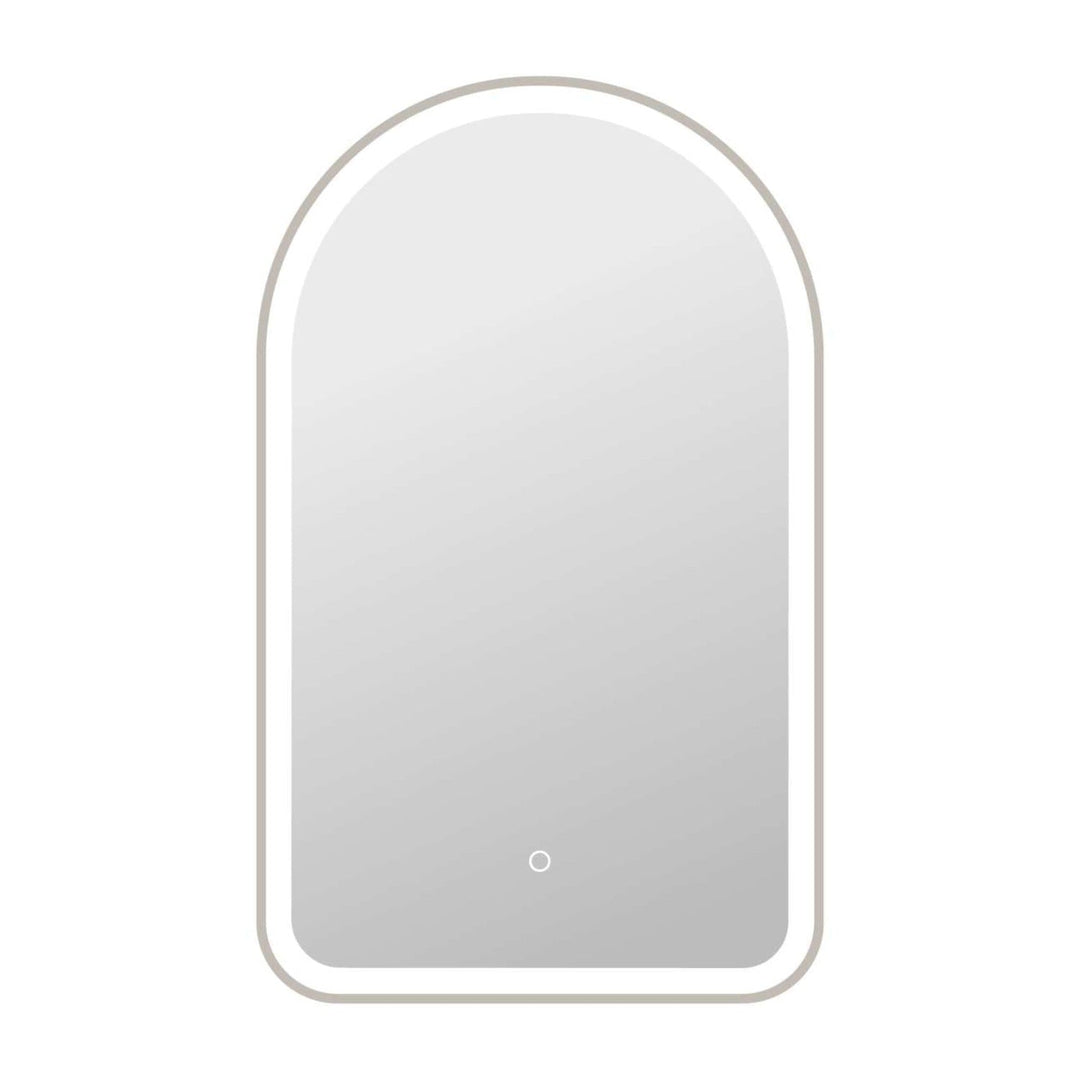Framed LED Arch Mirror in Silver by Elegant