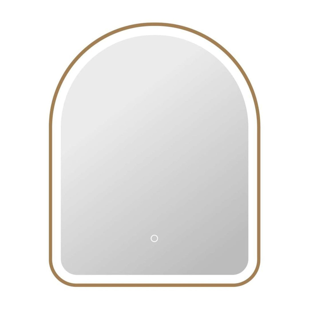 Framed LED Arch Mirror in Satin Gold by Elegant