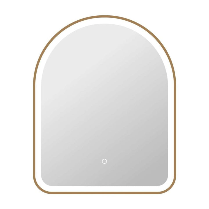 Framed LED Arch Mirror in Satin Gold by Elegant