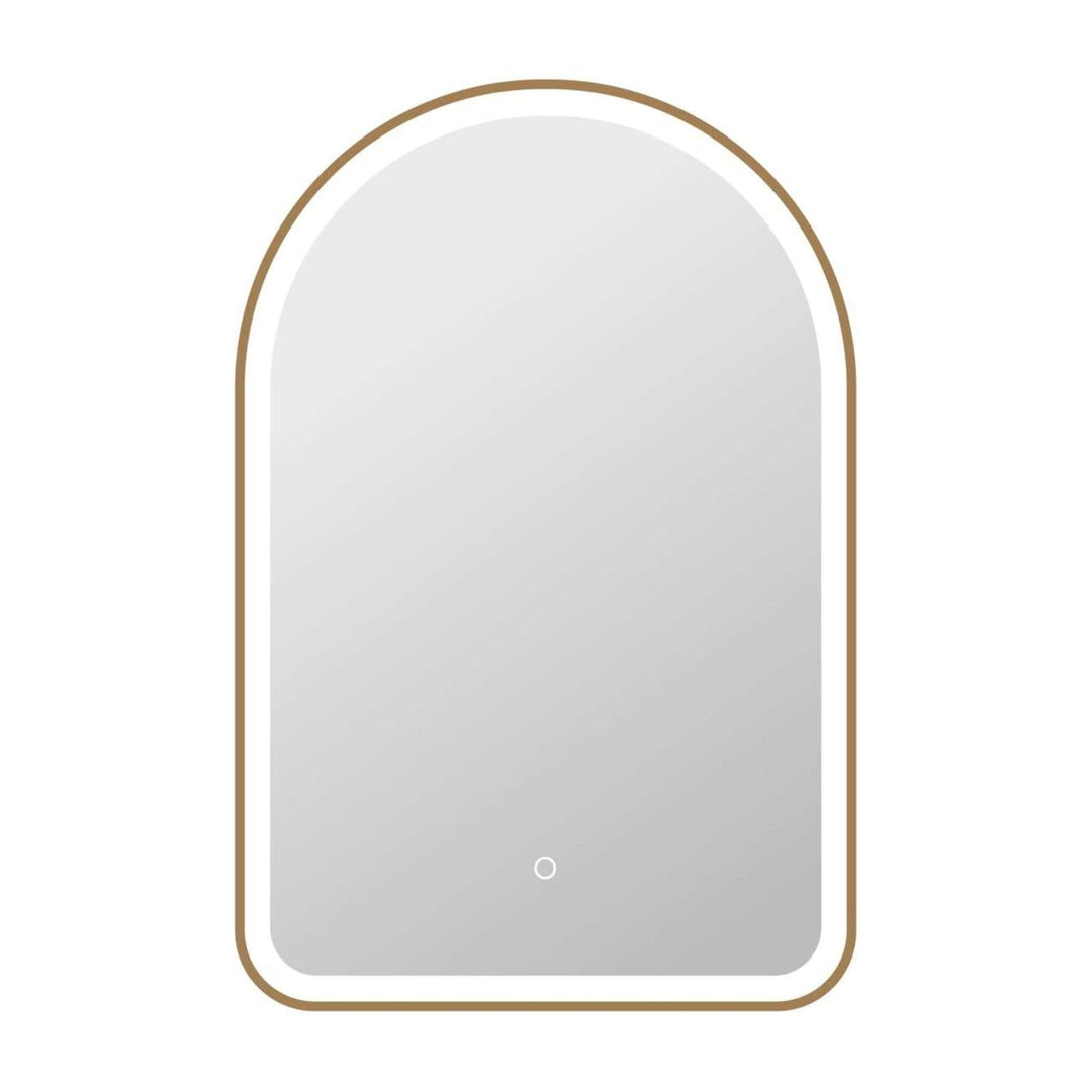 Framed LED Arch Mirror in Satin Gold by Elegant