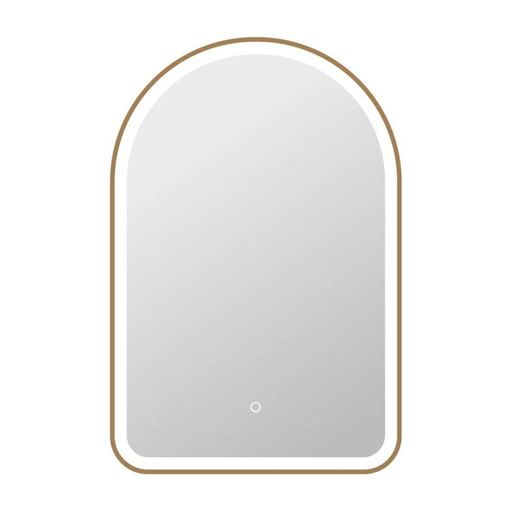 Framed LED Arch Mirror in Satin Gold by Elegant