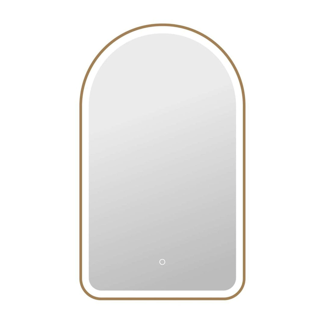 Framed LED Arch Mirror in Satin Gold by Elegant