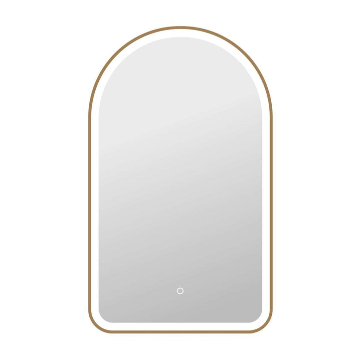 Framed LED Arch Mirror in Satin Gold by Elegant