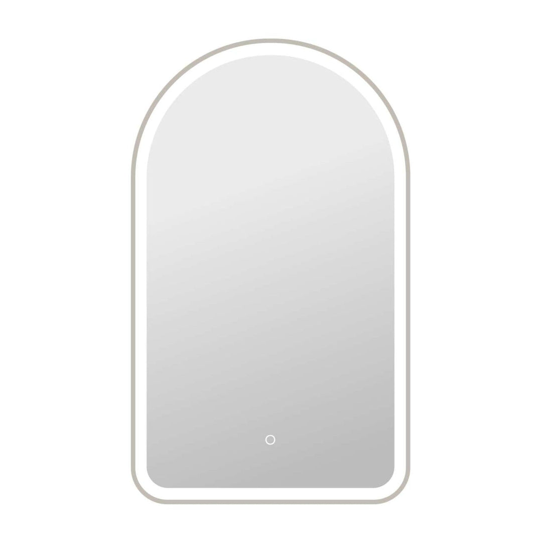 Framed LED Arch Mirror in Silver by Elegant