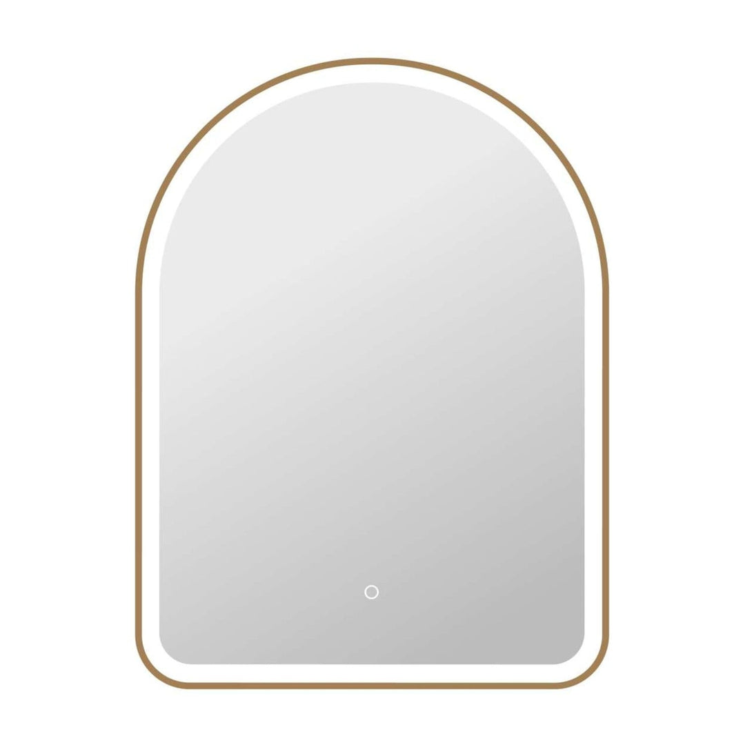 Framed LED Arch Mirror in Satin Gold by Elegant