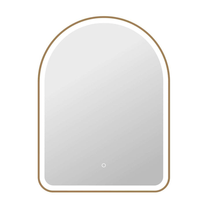 Framed LED Arch Mirror in Satin Gold by Elegant