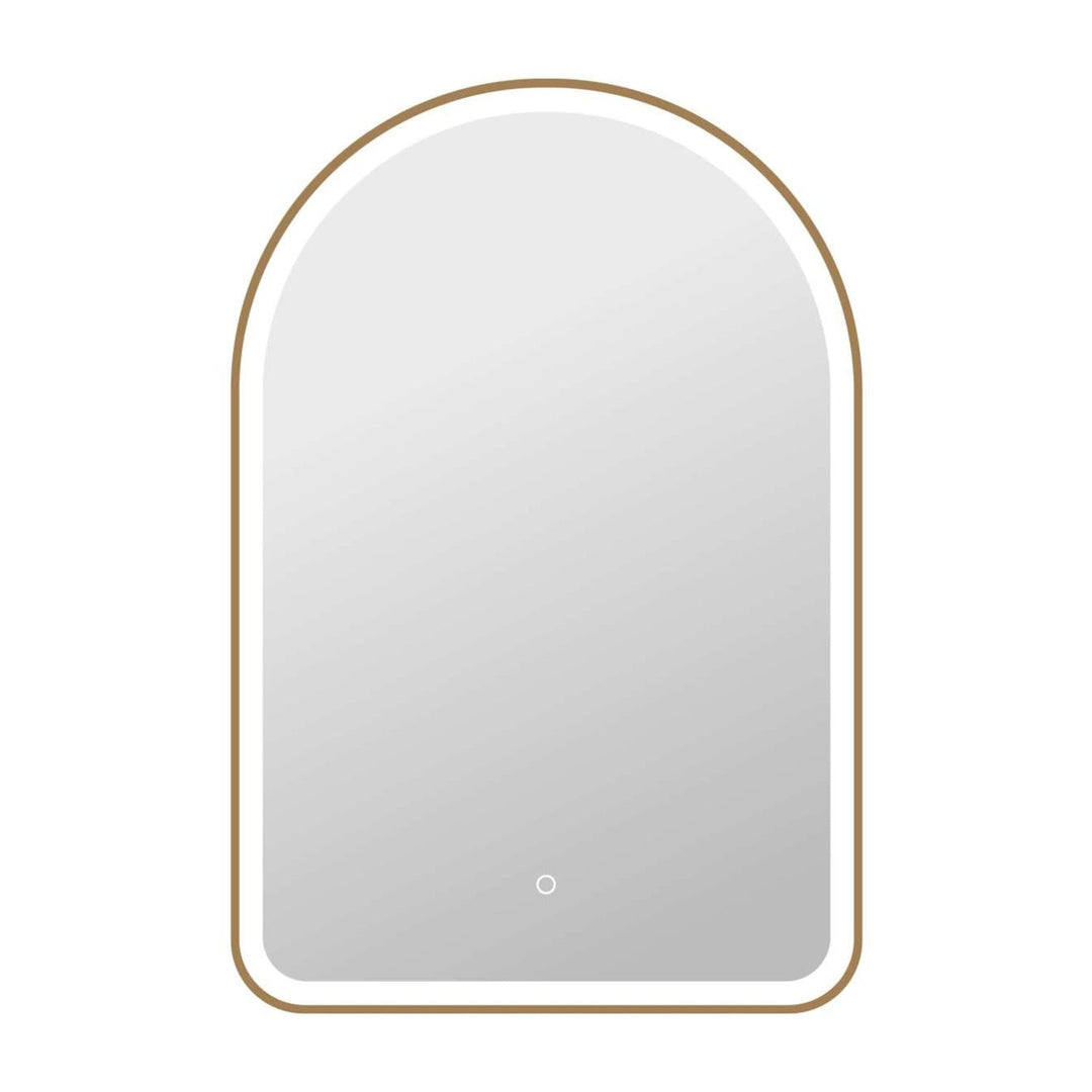 Framed LED Arch Mirror in Satin Gold by Elegant