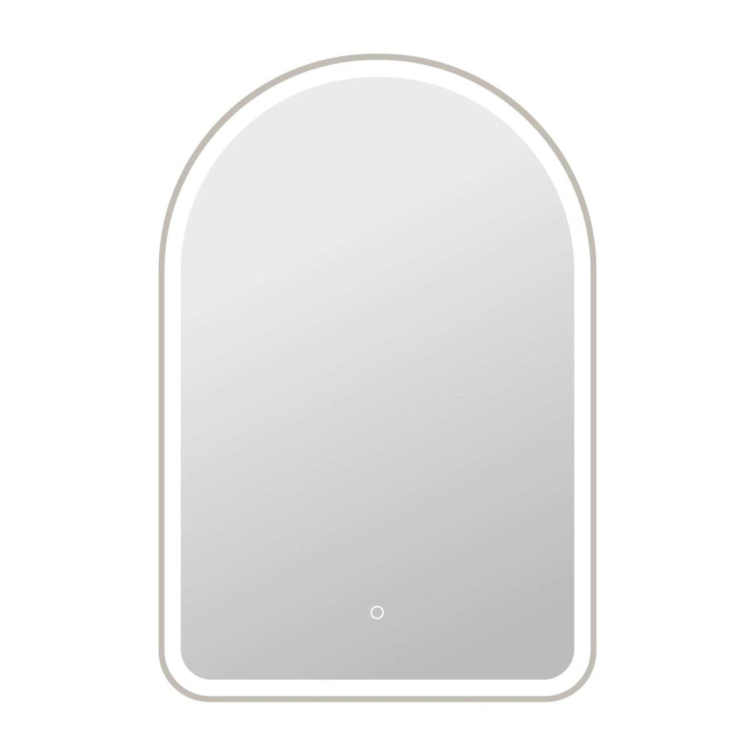 Framed LED Arch Mirror in Silver by Elegant