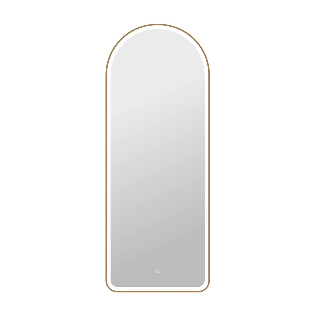 Framed LED Arch Mirror in Satin Gold by Elegant
