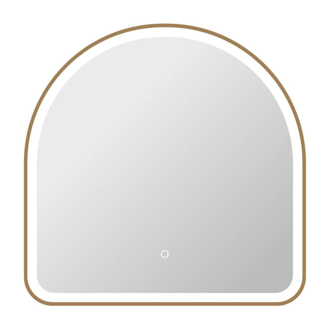 Framed LED Arch Mirror in Satin Gold by Elegant